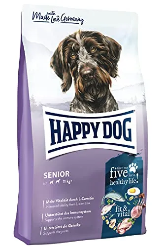 Happy Dog Supreme fit & vital Senior - Hundefutter für ältere Hunde, 4 kg - Hundefutter für Senioren, unterstützt Vitalität und Bewegungsapparat mit hochwertiger Eiweißvielfalt und essentiellen Fettsäuren, weizenfrei und ohne künstliche Zusätze.