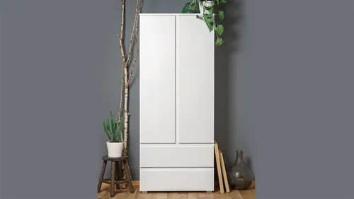 Hochkommode Blanc 80x191 cm - Mehrzweckschrank - Moderner Mehrzweckschrank in Weiß mit grifflosen Türen und praktischen Schubfächern. Ideal für jeden Raum, von Arbeitszimmer bis Wohnzimmer, bietet er viel Stauraum und ein zeitloses Design.