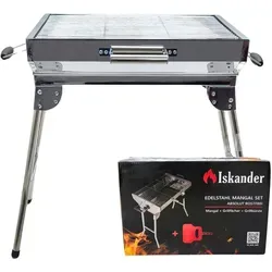 Grillpeter Mangal Iskander Edelstahl Schaschlik Grill - Grillzubehör aus rostfreiem Edelstahl, tragbar und einfach aufzubauen – ideal für köstliche Grillgerichte in der Natur.
