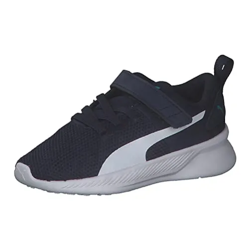 PUMA Unisex Baby Flyer Runner V Inf Sneaker, Peacoat White-Deep Aqua, 20 EU - Jungenmode mit CMEVA-Zwischensohle für leichte Performance und SoftFoam Innensohle für individuellen Komfort. Atmungsaktives Mesh-Obermaterial und gepolstertes Fußbett für optimalen Tragekomfort.