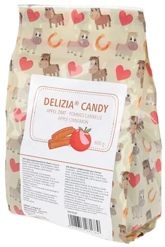 Delizia 1 Beutel Candy, Belohnungswürfel, 600g/Beutel, Apfel/Zimt, für Pferde, mit Früchten und Kräutern, hochwertige und natürliche Zutaten
