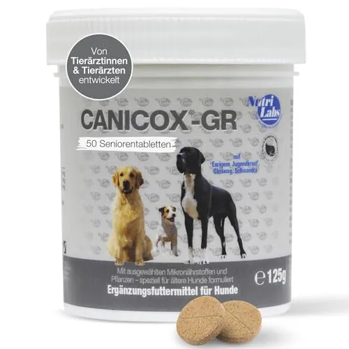 NutriLabs Canicox®-GR Tabletten für Senioren-Hunde 50 STK. - Seniorentabletten für Hunde mit MSM, Chondroitin, Glucosamin, Ginseng, Weißdorn u.v.m. - Gesundheitsprodukte für Hunde
