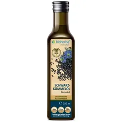 Schwarzkümmelöl 250 ml - kaltgepresst und unraffiniert - Hochwertiges kaltgepresstes Schwarzkümmelöl für vielseitigen Einsatz in der Küche. Ideal für Dressings und als feine Zutat in Gerichten.