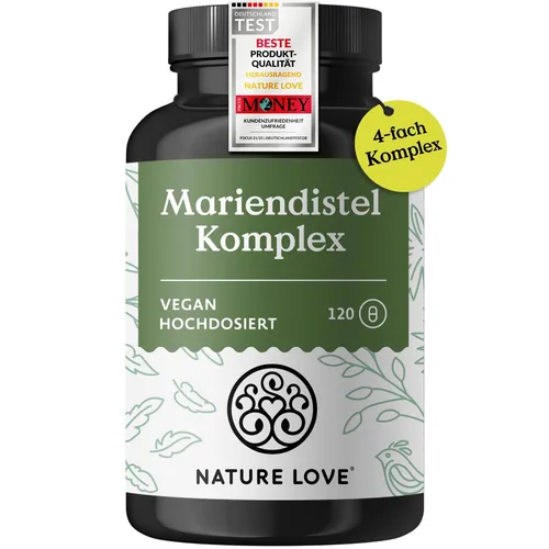 NATURE LOVE® Mariendistel & Artischockenextrakt Komplex - Hochwertige Kombination aus Mariendistel, Artischockenextrakt und Löwenzahn für die tägliche Unterstützung der Ernährung. Ideal für ein ausgewogenes Wohlbefinden.
