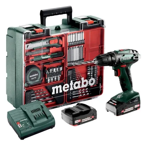 Metabo BS18 Li-Ion Akku Bohrschrauber Set mit 2x Akkus und Zubehörset 602207880