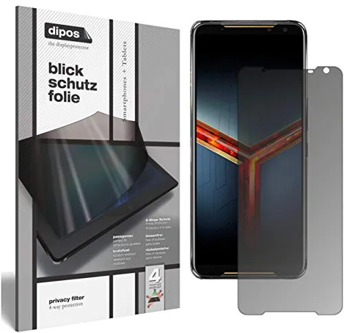 dipos I Blickschutzfolie matt kompatibel mit Asus ROG Phone 2 Sichtschutz-Folie Display-Schutzfolie Privacy-Filter (bewusst Kleiner als das Glas, da Dieses gewölbt ist)