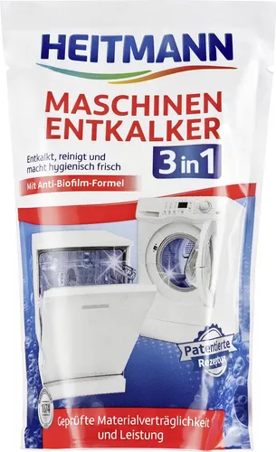 Heitmann Maschinen Entkalker 175g - Effektive Reinigung für Waschmaschinen & Geschirrspüler - Entkalker für Waschmaschinen und Geschirrspüler, entfernt Kalk und unangenehme Gerüche, verlängert die Lebensdauer Ihrer Geräte und sorgt für hygienische Frische.