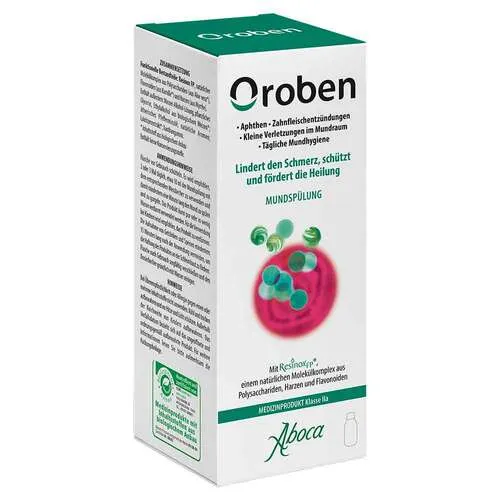 Oroben Mundspülung - Mundspülung zur Linderung von Entzündungen und Schmerzen im Mundraum, bildet einen schützenden Film und fördert die Heilung. Ideal bei Aphthen und Zahnfleischentzündungen.