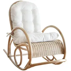 möbel direkt online Rattanschaukelstuhl - Sessel aus hochwertigem Rattan, handgeflochten und ideal zum Entspannen. Beigefarbene Oberfläche, perfekt für stilvolle Wohnräume.