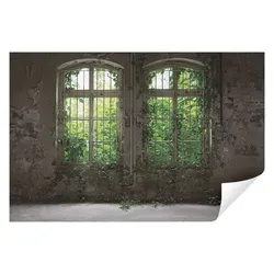 Wallarena Fototapete Fenster Pflanzen Loft Wald Natur Vlies Tapete Wohnzimmer Schlafzimmer, Glatt, Barock, 3d-Optik, 3D Effekt, Tapete inklusive Kleister Vliestapete Motivtapete Wandtapete 3.12 m x 2.19 m