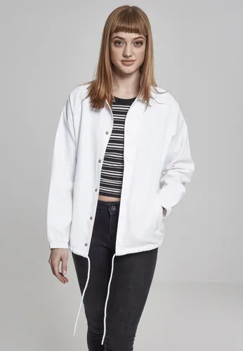 Urban Classics Damen TB2018-Ladies Coach Jacket - Weiße Funktionsjacke für Frauen - Leichte und stylische Funktionsjacke mit Druckknopfleiste, elastischen Bündchen und Kordelzug. Ideal für modische Auftritte im Alltag.
