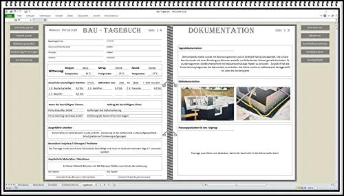 Digitales Bautagebuch Software für Bauführer und Bauherren Handbuch zur Dokumentation nach HOAI Vorlage am Bau für Bauberichte Bauherrentagebuch. Geschenkidee für Bauherren