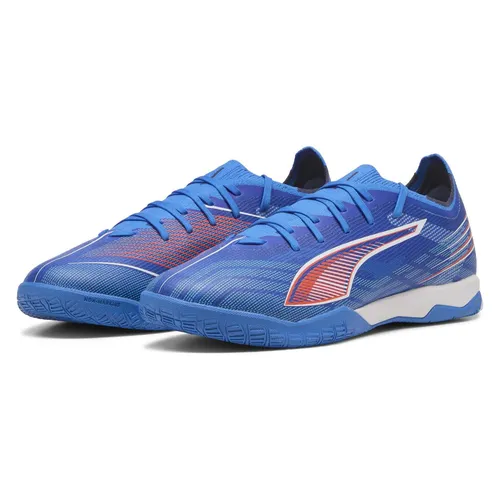 Puma ULTRA 6 MATCH IT - blau - Fußballschuhe mit verbessertem technischen Mesh-Obermaterial und leichtem Stützrahmen für optimale Stabilität bei schnellen Bewegungen. Ideal für Hallenfußball, mit flacher Gummilaufsohle und EVA-Zwischensohle.