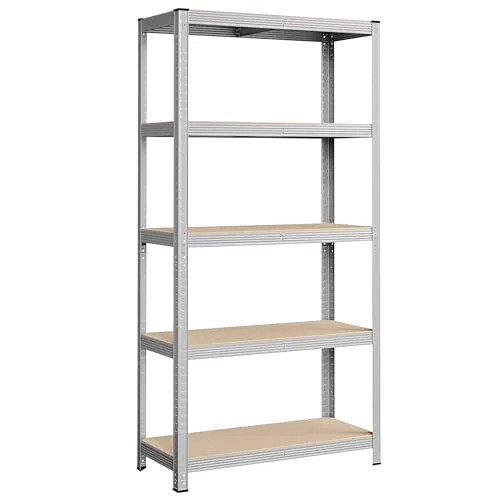 SONGMICS Schwerlastregal - 5-Stöckig, Silber - Regalsysteme mit einer beeindruckenden Kapazität von 135 kg pro Regalboden, ideal für die effiziente Lagerung von schweren Gegenständen.