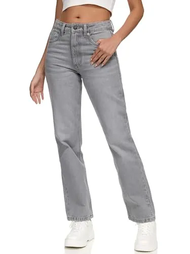 REPUBLIX Damen Mid Waist Loose-fit Denim Jeans Basic RJ-1002 Grau 36 - Stylische Mid Waist Denim Jeans für Damen mit lässigem Schnitt. Ideal für den Alltag und vielseitig kombinierbar. Hochwertige Verarbeitung sorgt für angenehmen Tragekomfort.