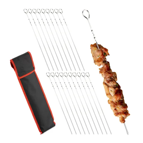 Grillspieße 20er Set Schaschlik Spieße Edelstahl Grillnadel Fleischspieße Grill