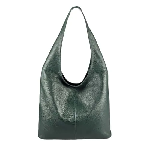 Made in Italy Damen Leder Shopper Tasche Dunkelgrün - Eleganter Shopper aus hochwertigem italienischen Leder, ideal für Alltag und Reisen. Mit geräumigem Hauptfach und stilvollem Design ist diese Tasche der perfekte Begleiter für modebewusste Frauen.