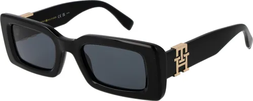 Tommy Hilfiger Sonnenbrille TH 2125/S 807IR 50 - Elegante schwarze Sonnenbrille für Frauen, 100% UVA/UVB-Schutz, im modernen rechteckigen Design mit hochwertigem Acetat-Rahmen.