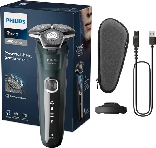 Philips Shaver Series S5884/35 – Elektrischer Nass- und Trockenrasierer für Herren - Herrenrasierer mit 45 SteelPrecision Klingen und SkinIQ Technologie für eine sanfte, gründliche Rasur. Langlebig mit 7 Jahren Lebensdauer und selbstschärfenden Klingen.