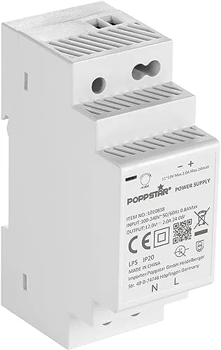 Poppstar Hutschienen-Netzteil P-30-12- 12V (Output 12 V DC 2 A max. 24W, Input 100-240 V AC 50/60 Hz)