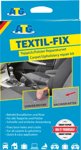 ATG KFZ SR ATG004 - 13-teiliges Reparaturset für Polster und Teppich - Autopflege & Motorradpflege: Universelles Set zur schnellen Reparatur von Brandlöchern und Rissen in Autositzen, Teppichen und Möbeln - spart Kosten für teure Reparaturen!