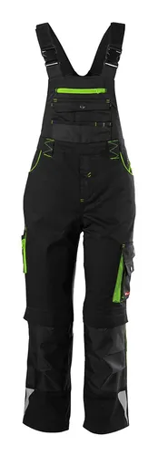 Fortis Kinder-Latzhose twenty-four, schwarz/hellgrün, Größe 122-128 - Hochwertige Kinder-Latzhose in modernem Design, ideal für aktive Kinder und robust für den Spielplatz.