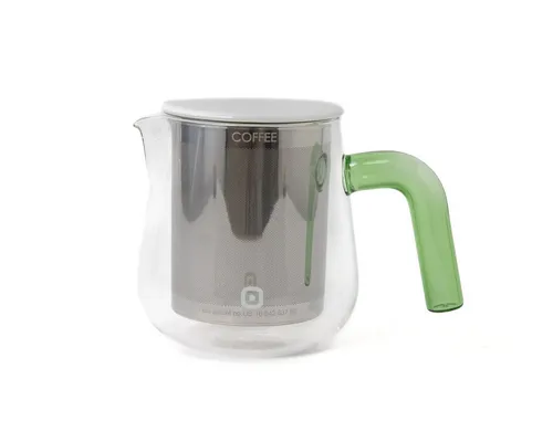 Carl Henkel ARCA X-Tract Brew Kaffee Dauerfilter 0,6 l - Mehrwegfilter für 2-3 Tassen, aus hitzebeständigem Borosilikatglas mit patentiertem Edelstahlfilter – brühen und servieren ohne Filterpapier!