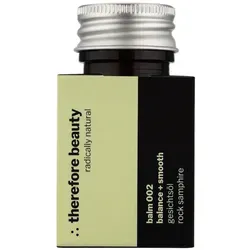therefore beauty Balm 002 Balance + Smooth 30 ml - Leichtes Gesichtsöl für reife, trockene Haut. Sorgt für Geschmeidigkeit und unterstützt die Regeneration mit hochwertigem Aprikosenkernöl. Ideal für eine glatte und ausgeglichene Hautstruktur.