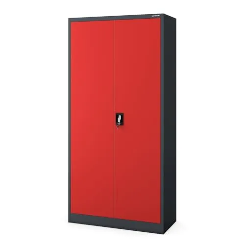 Jan Nowak Metallschrank 185 x 90 x 45 cm | Abschließbarer Aktenschrank mit Kleiderstange - Robuster Metallschrank mit pulverbeschichteter Oberfläche, ideal für Büros und Werkstätten. Bietet viel Platz und Sicherheit für Dokumente und persönliche Gegenstände.