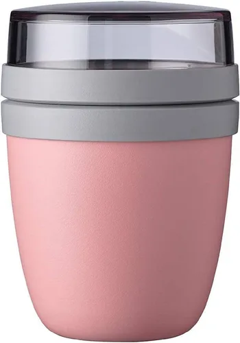 Mepal Lunchbox Lunchpot Mini Ellipse - Praktischer Müslibecher aus robustem Polypropylen, ideal für unterwegs. Mit zwei Fächern (300 + 120 ml) geeignet für Tiefkühler, Mikrowelle und Spülmaschine. Perfekt für Büro und Reisen!