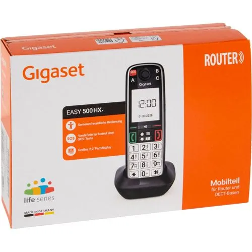 Gigaset EASY 500HX Festnetztelefon - Komfortables Festnetztelefon mit sprechenden Wahltasten und personalisierter Anruferansage. Ideal für Senioren: intuitive Bedienung und manuelle SOS-Funktion für schnelle Hilfe im Notfall.