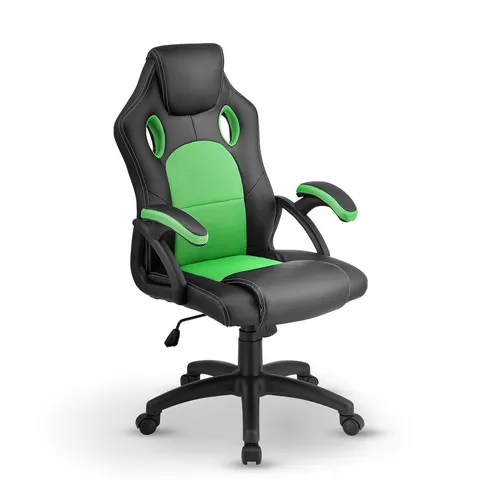 Juskys Racing Schreibtischstuhl Montreal - Bürostuhl mit verstellbarer Rückenlehne und ergonomischer Polsterung für optimalen Sitzkomfort während der Arbeit.
