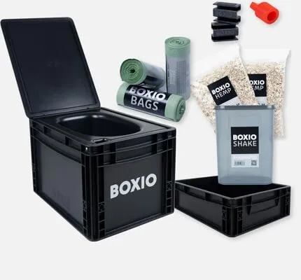 BOXIO-TOILET Max+ Trockentrenntoilette, schwarz - Trenntoiletten, ultraleicht und kompakt, ideal für unterwegs oder im Gartenhaus – die perfekte Alternative zu Chemietoiletten.