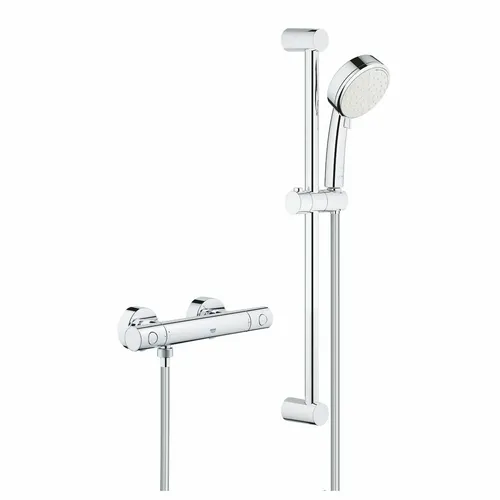 Grohe Grohtherm 800 Cosmopolitan Thermostat-Brauseset - Brausegarnituren mit GROHE Water Saving Technologie für konstanten Wasserdurchfluss von nur 5,7 l/min – ideal für umweltbewusste Badezimmer.