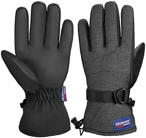 BRUBAKER Winterhandschuhe Wasserdicht und Winddicht - Herren und Damen Handschuhe für kalte Tage - Extra Warme Thermo Skihandschuhe für Ski Snowboard Winter und Schnee - Anthrazit Größe S/M