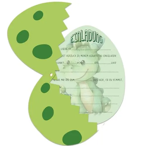 ZELAITE 10 Dino Einladungskarten zum Kindergeburtstag, Dinosaurier Einladung Kindergeburtstag für Mädchen Jungen Geburtstagseinladungen Kinder Geburtstagsfeier Kinderparty (C)