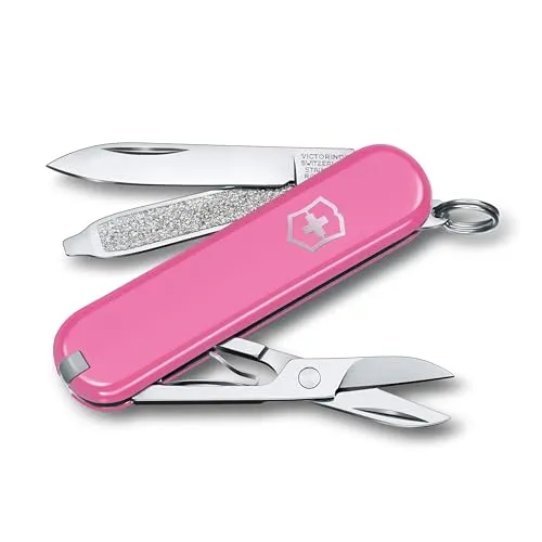 Victorinox Schweizer Taschenmesser, Klein, Classic SD, Multitool, Swiss Army Knife, Geschenk, 7 Funktionen, Klinge, Nagelfeile, Rosa