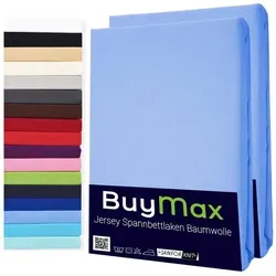 Buymax® Spannbettlaken 90x200cm Doppelpack - 2er-Set Spannbetttücher aus 100% Baumwolle, atmungsaktiv und pflegeleicht. Ideal für Matratzen bis 25 cm Höhe. Faltenfreier Sitz dank Rundumgummi, geprüft nach Oeko-Tex Standard 100.