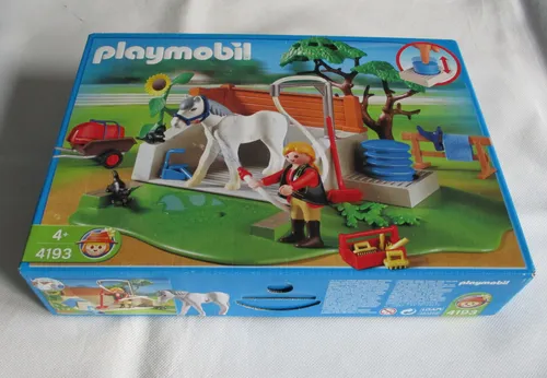 Playmobil Set 4193 Pferde-Waschplatz - Rarität 2006 NEU OVP - Reiterhof Spielset für Kinder ab 3 Jahren, fördert kreatives Spielen und Fantasie in der Pferdewelt.