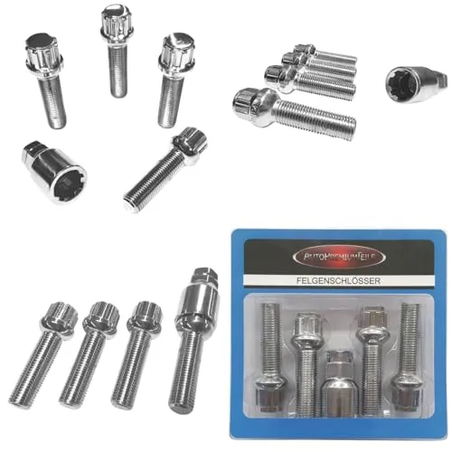 Felgenschloss M14x1,5x45mm Kugelbund R14 kompatibel mit Mercedes-Benz 4x silberne Felgenschlösser Felgensicherungen-Set Felgen-Diebstahlsicherung Radsicherungen Radschlösser Radschrauben Radbolzen