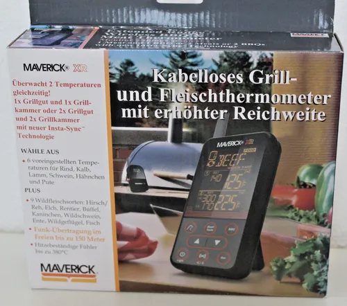 Extended Range BBQ & Meat Funkthermometer XR-40 - Thermometer mit digitaler Anzeige, ideal für präzises Grillen und Kochen, misst bis 300 °C für Luft- und Kerntemperatur.