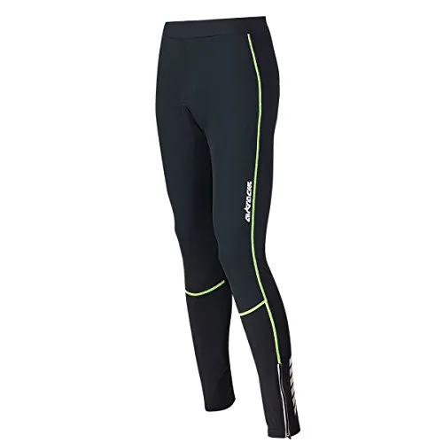 Airtracks Herren Thermo Fahrradhose Lang Pro Winter Radhose Windstopper Radlerhose Gepolstert -schwarz-neon - XXXL
