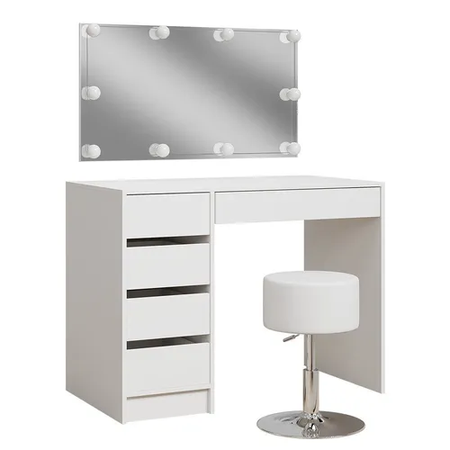 Vicco Schminktisch Thalia Weiß Hochglanz mit LED-Beleuchtung - Sonstige Schlafzimmermöbel, eleganter Frisiertisch mit 5 Schubladen und stimmungsvollem LED-Licht für ein modernes Styling-Erlebnis.