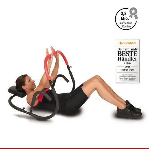Hammer Bauchtrainer AB Roller rot schwarz - Trainingsgerät für Fitness, 71 cm lang und optimal für effektives Bauchtraining