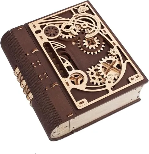 UGEARS Buch der Geheimnisse 3D Puzzle-Box - 3D-Puzzle für Erwachsene mit einzigartigem Steampunk-Design und Kombinationsschloss für stundenlangen Rätselspaß, ideal als kreatives Geschenk.