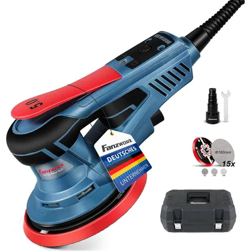FANZWORK Exzenterschleifer EZ150A - 5mm Schleifhub, 150mm Schleifteller, 350W bürstenloser Motor, leicht und vibrationsarm für präzises Arbeiten