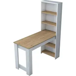 Esstisch Talitha - Vielseitiges Küchenregal in Walnuss und Weiß - Regale - Der feste Esstisch Talitha (120x54h154 cm) bietet Platz für Gäste und passt perfekt in Wohnzimmer oder Küche. Ideales Möbelstück für jeden Raum mit Platzbedarf.