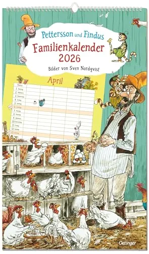 Pettersson und Findus. Familienkalender 2026: Liebevoll illustrierter Wandkalender mit 5 Spalten, Ferienübersicht, Feiertagen und Kalenderwochen. ... für Familien mit Kindern ab 5 Jahren