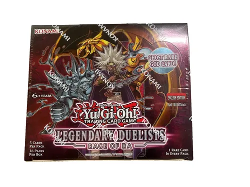 Yu-Gi-Oh! Legendary Duelists Rage of Ra Booster Box Display 1. Auflage - Booster-Box mit 180 Karten für das beliebte Yu-Gi-Oh! TCG. Ideal für Sammler und Spieler, bietet die limitierte 1. Auflage besondere Karten und spannende Spielmöglichkeiten.