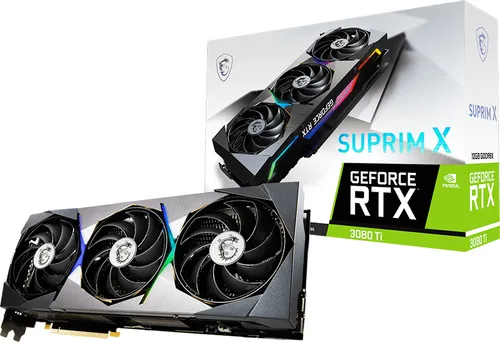 MSI GeForce RTX 3080 Ti SUPRIM X 12G - Hochleistungs-Grafikkarte - Erleben Sie Gaming in Bestform mit der MSI GeForce RTX 3080 Ti SUPRIM X 12G. Ihr innovatives Kühlsystem sorgt für optimale Temperaturen, während die Dual-BIOS-Technologie für flexible Leistungseinstellungen sorgt.